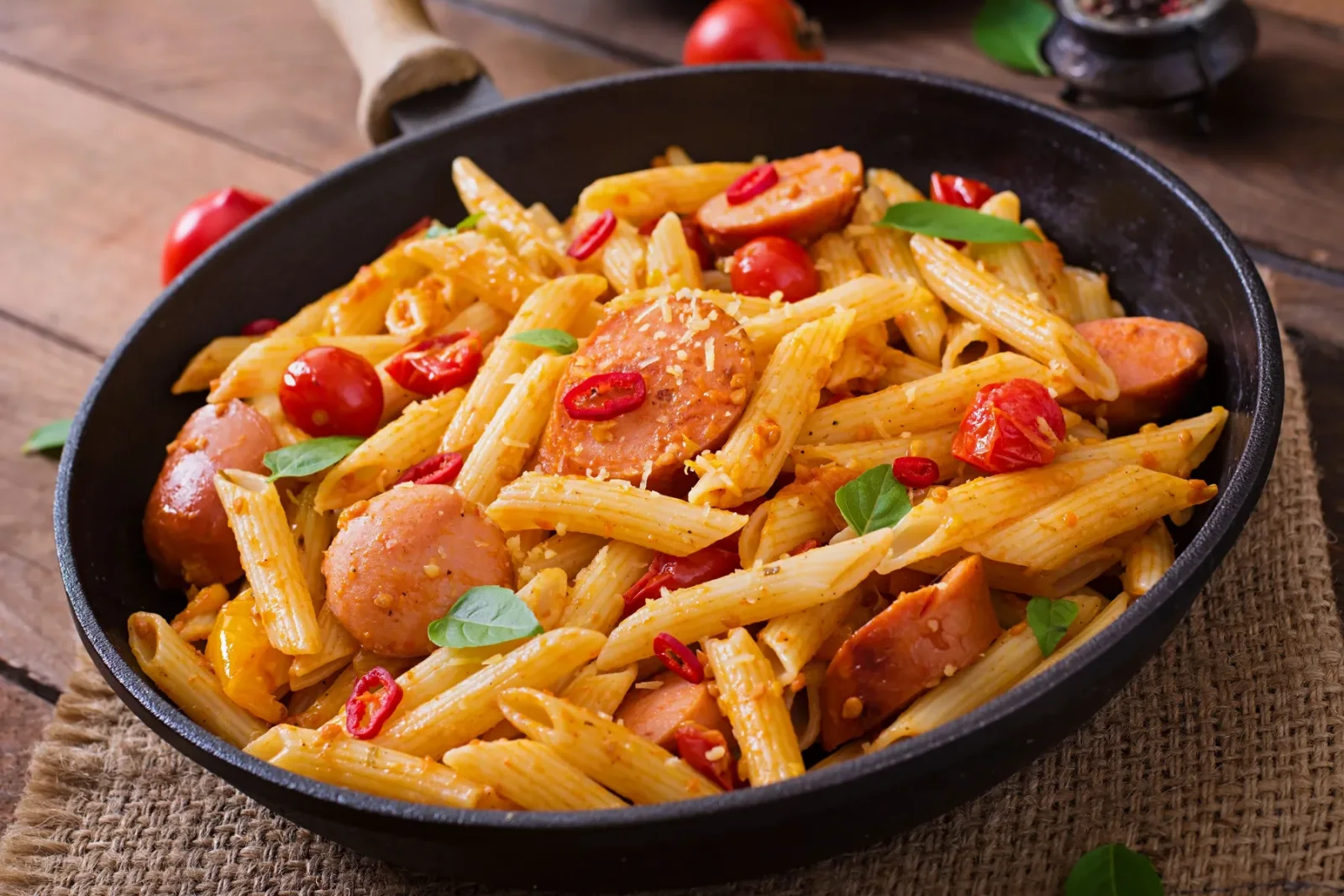 Macarrão com salsicha simples